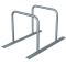 Bicycle rack - row arrangement | lean-on hoop made of steel tube  48 mm | hot-dip galvanized | for 2 bicycles